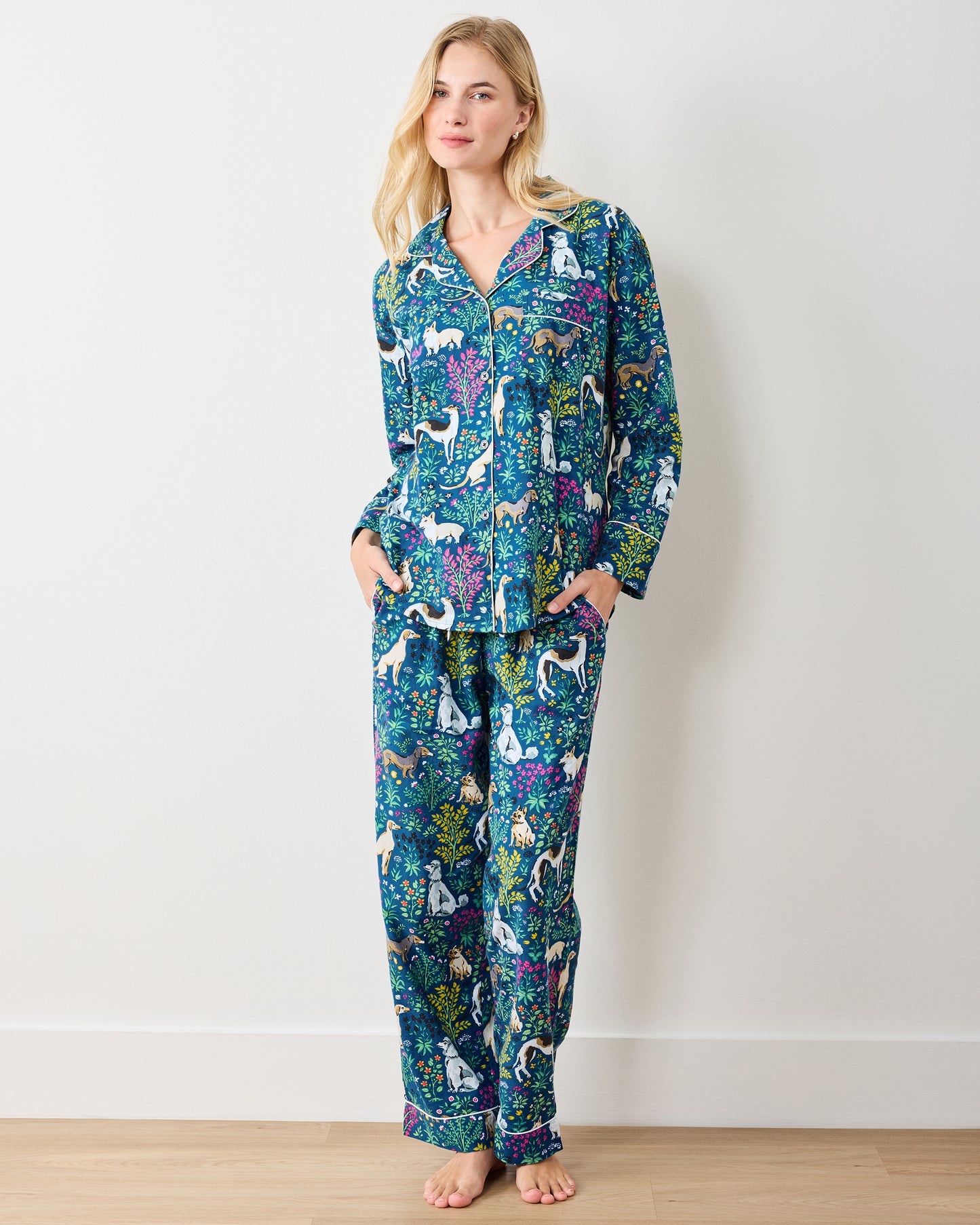 Must Love Dogs - Tall Lightweight Flannel Long PJ Set - Indigo