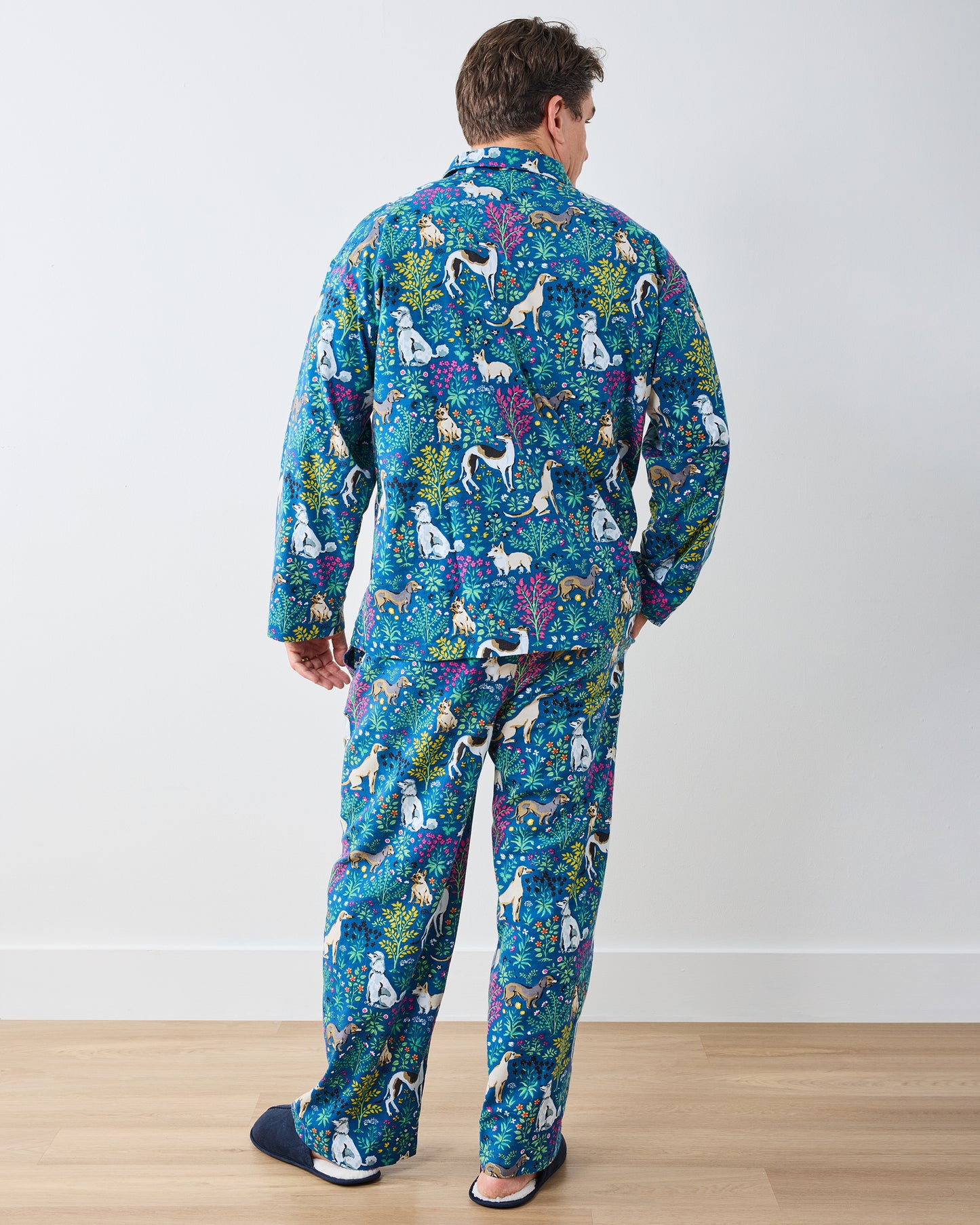 Must Love Dogs - Men's Lightweight Flannel Long PJ Set - Indigo - Printfresh