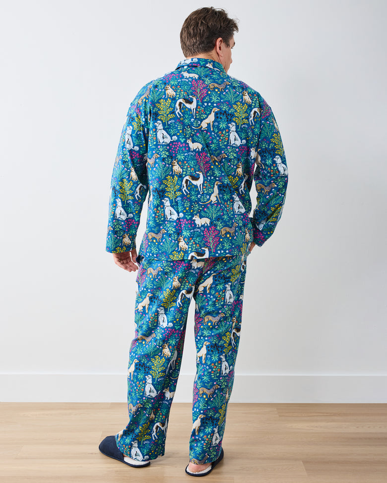 Must Love Dogs - Men's Lightweight Flannel Long PJ Set - Indigo - Printfresh