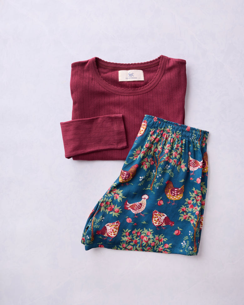 Hen House - Eco Satin Boyfriend Boxers & Pointelle Bundle - Multi - Printfresh