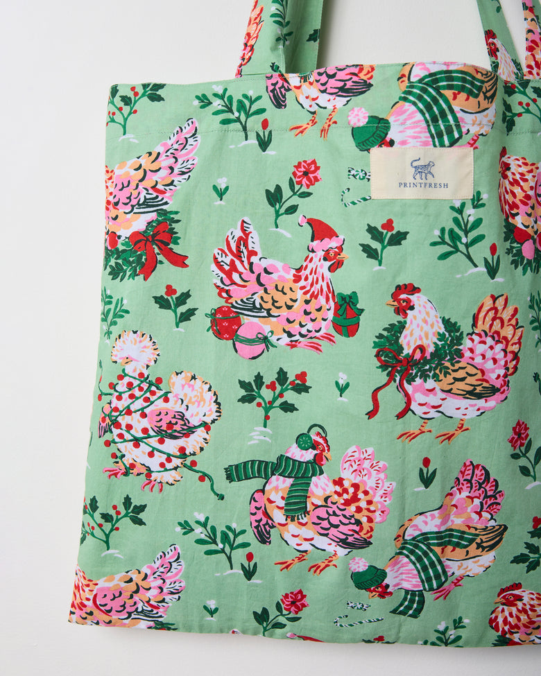 Holiday Hens -  Go To Tote - Sage - Printfresh