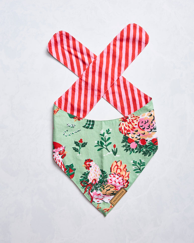 Holiday Hens - Pet Bandana - Sage - Printfresh