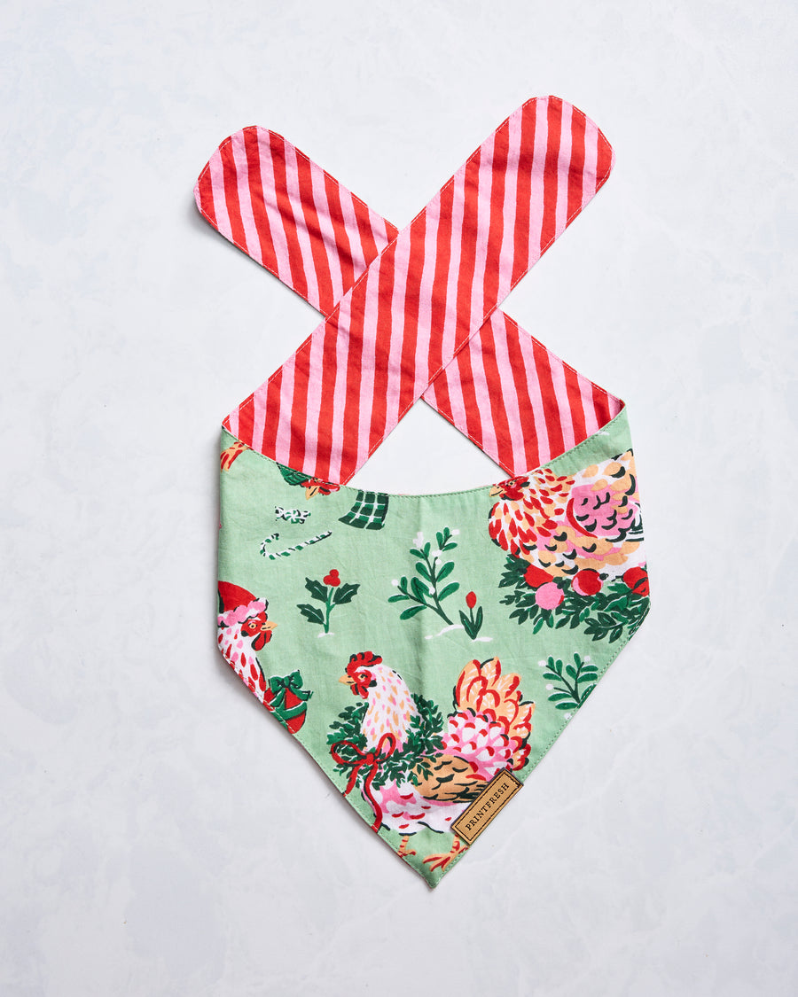 Holiday Hens - Pet Bandana - Sage - Printfresh