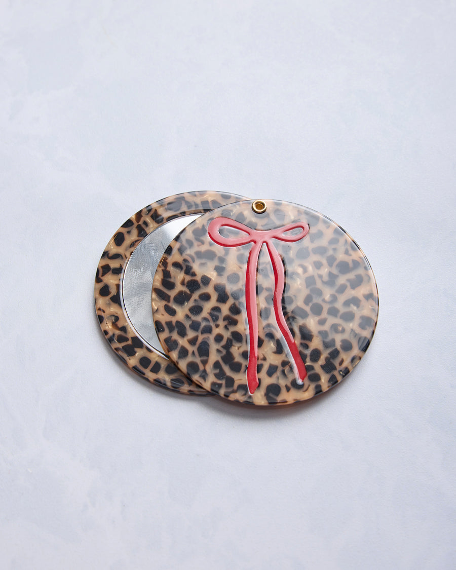 Leopard Combo - Hand Painted Leopard Bow Compact Mirror - Printfresh