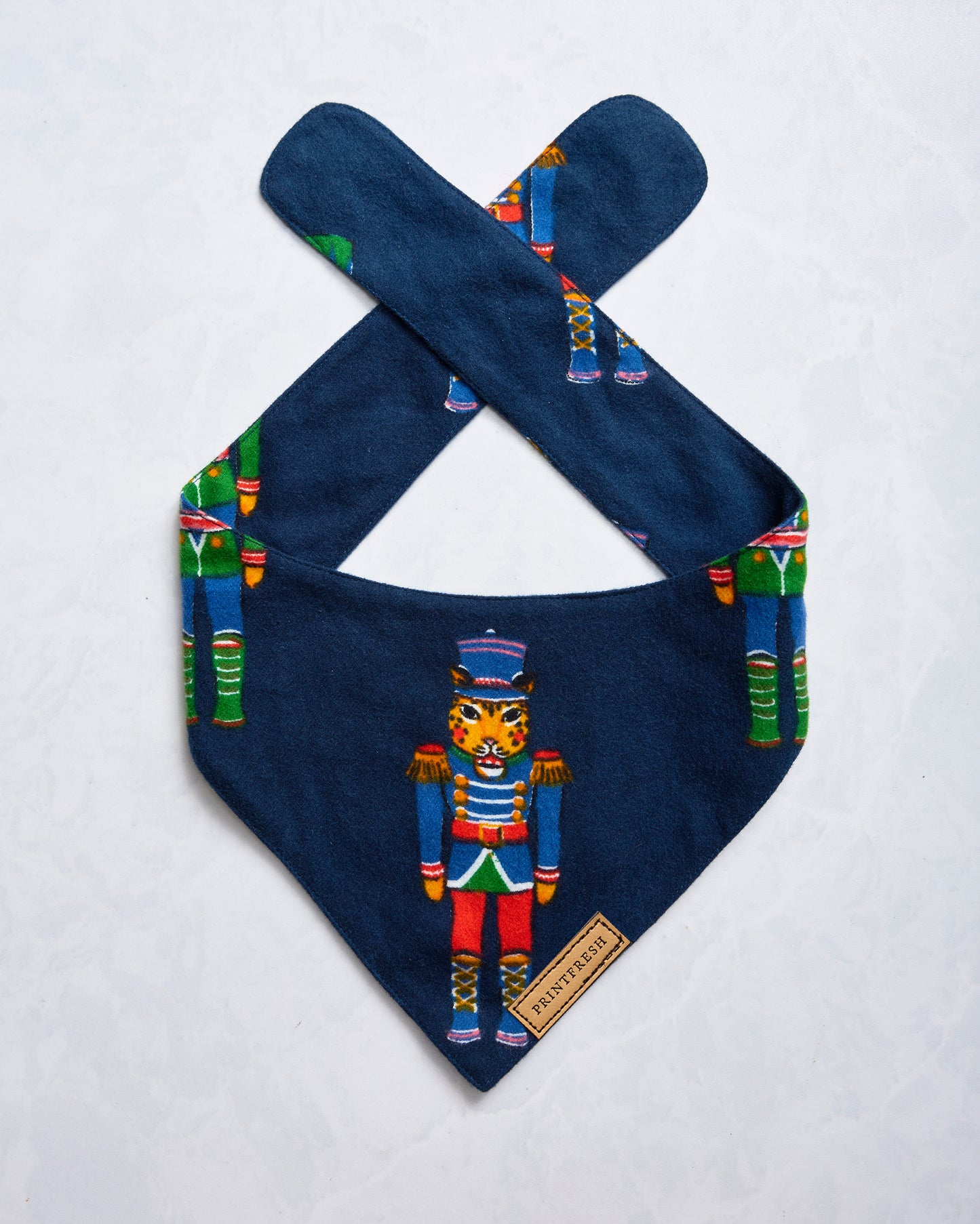 Leopard Nutcrackers - Midweight Flannel Pet Bandana - Navy - Printfresh