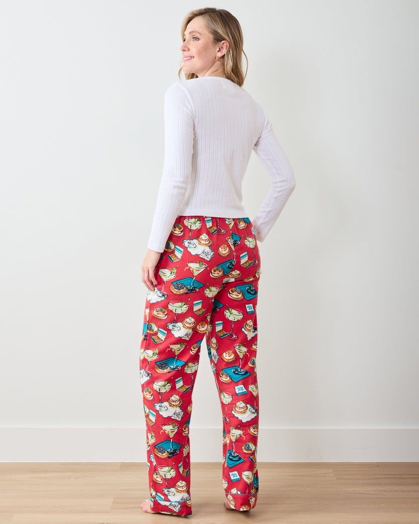 Blinis & Martinis - Midweight Flannel PJ Pants - Matchbook Red - Printfresh