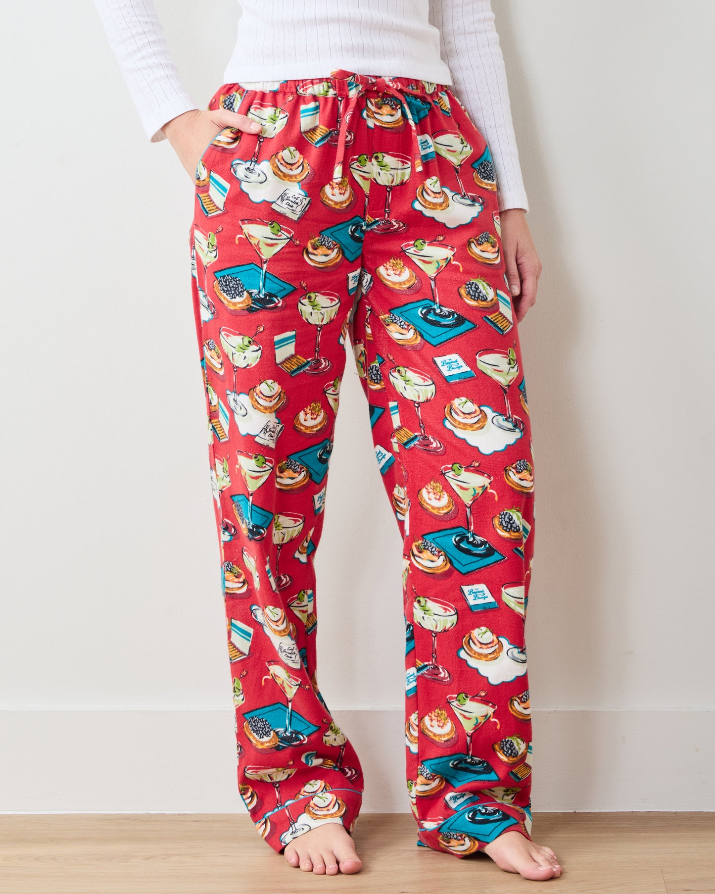 Blinis & Martinis - Midweight Flannel PJ Pants - Matchbook Red - Printfresh