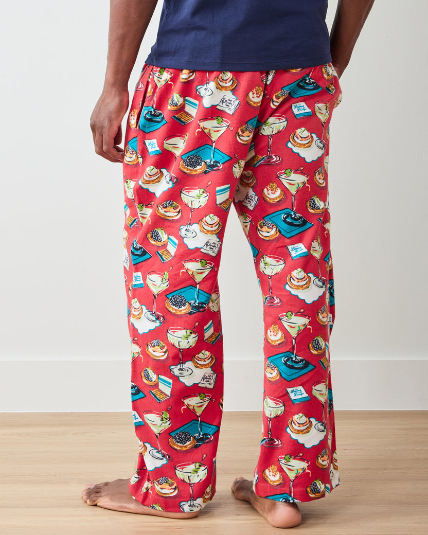 Blinis & Martinis - Midweight Flannel Men's PJ Pants - Matchbook Red - Printfresh