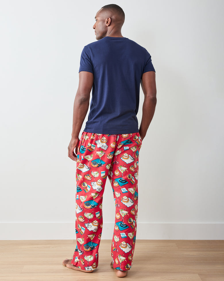 Blinis & Martinis - Midweight Flannel Men's PJ Pants - Matchbook Red - Printfresh