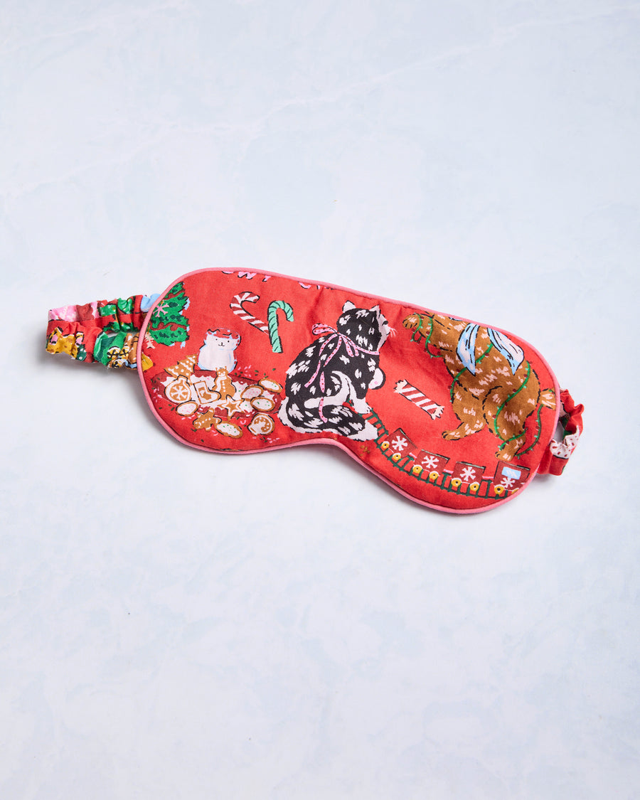Meowy Christmas - Eye Mask - Red Bow - Printfresh