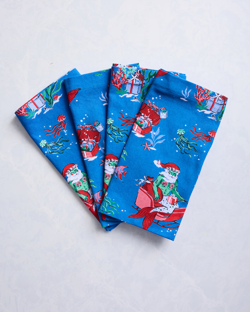 Merry Mermen - Dinner Napkins Set of 4 - Dolphin Tail - Printfresh