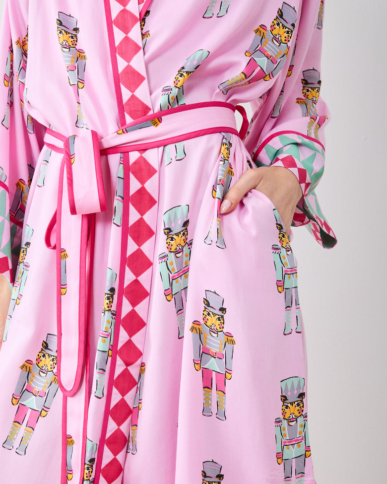 Leopard Nutcrackers - Eco Satin Robe - Pink Candy Cane - Printfresh