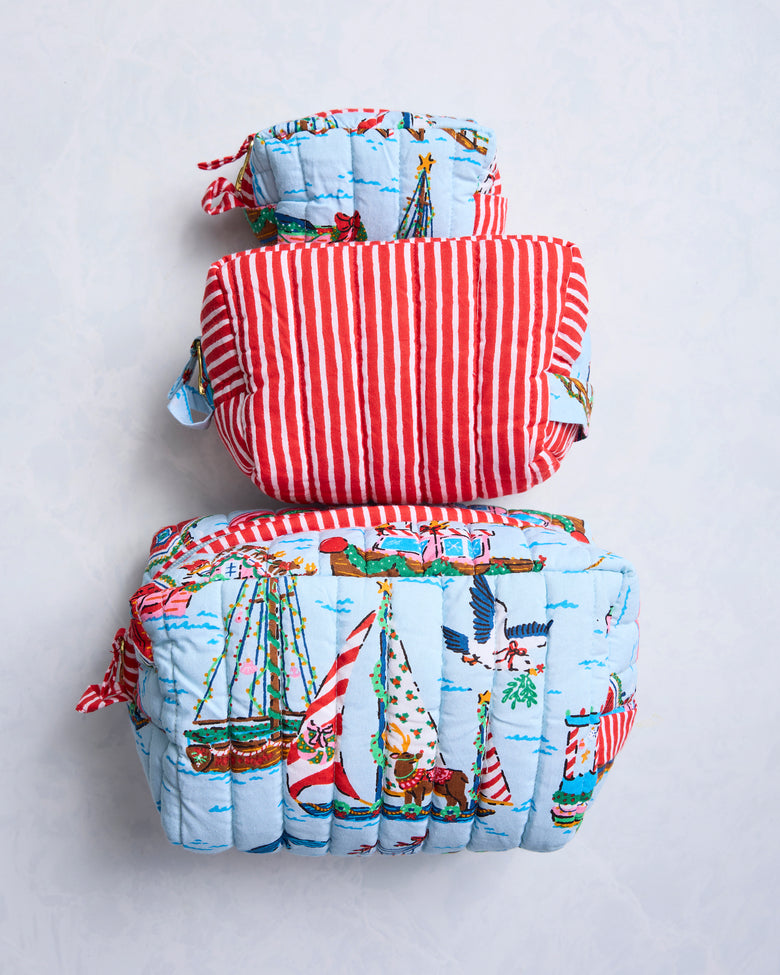 Sugar Plum Ferry - Three's Best Pouch Set - Blue Sailboat - Printfresh