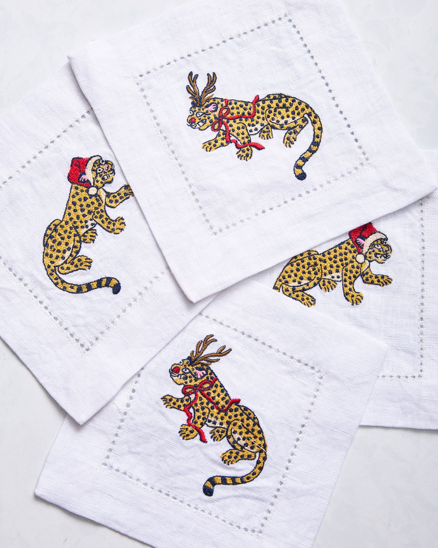 Very Merry Bagheera - Set of 4 Cocktail Napkins - Mistletoe - Printfresh