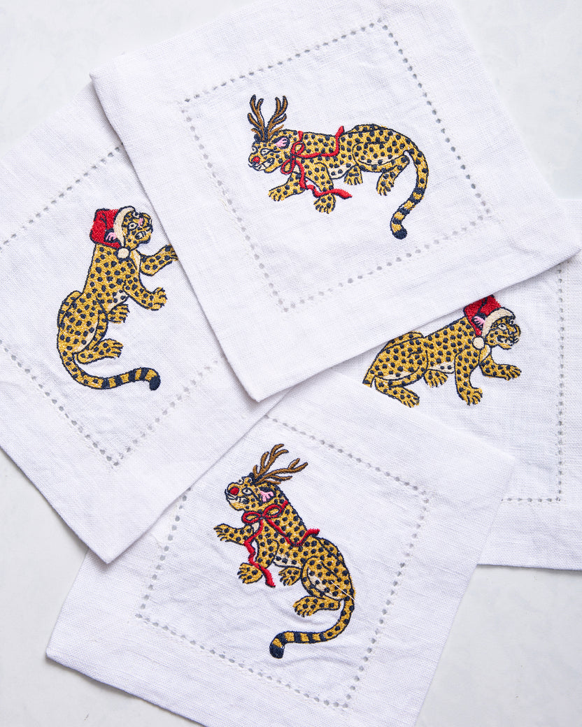 Very Merry Bagheera - Set of 4 Cocktail Napkins - Mistletoe - Printfresh