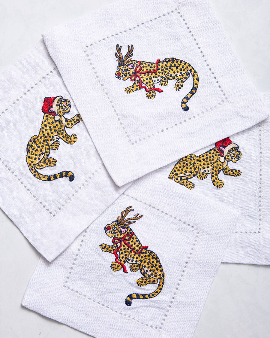 Very Merry Bagheera - Set of 4 Cocktail Napkins - Mistletoe - Printfresh
