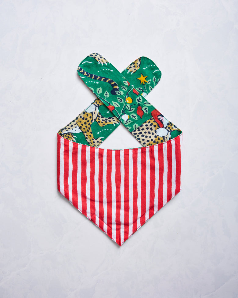 Very Merry Bagheera - Lightweight Flannel Pet Bandana - Mistletoe - Printfresh