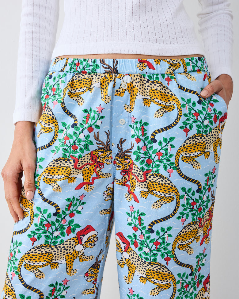 Very Merry Bagheera - Wide Leg PJ Pants - Pale Blue - Printfresh
