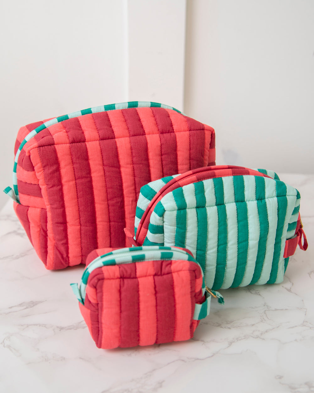 Holiday Stripes - Three's Best Pouch Set - Spearmint & Peppermint - Printfresh