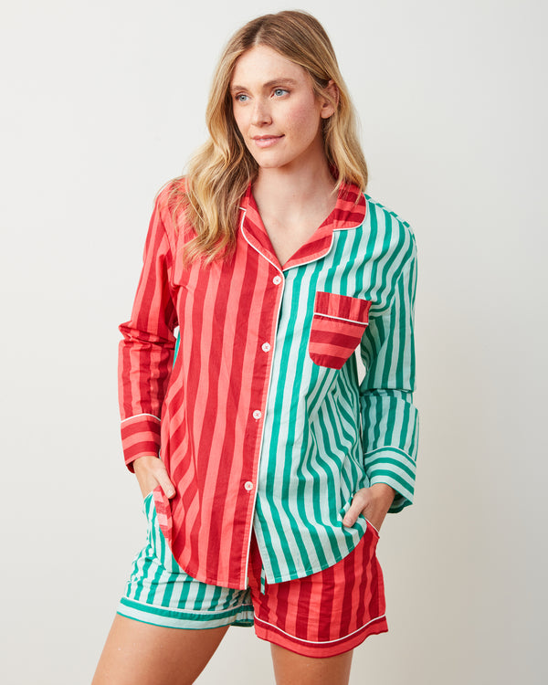 Holiday Stripes - Long Sleeve Top & Shorts Set - Spearmint & Peppermint - Printfresh