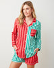 Holiday Stripes - Long Sleeve Top & Shorts Set - Spearmint & Peppermint - Printfresh