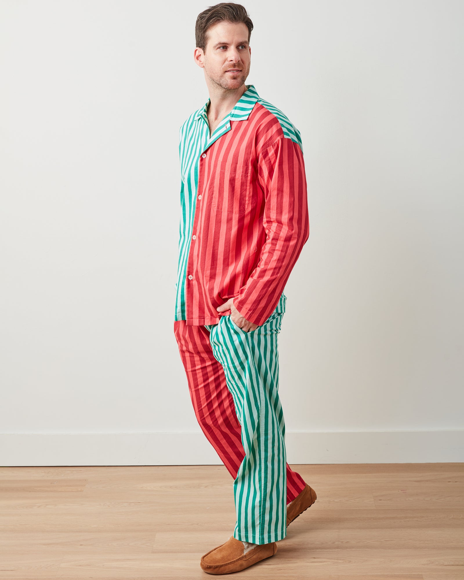 Holiday Stripes - Men's Long PJ Set - Spearmint & Peppermint - Printfresh