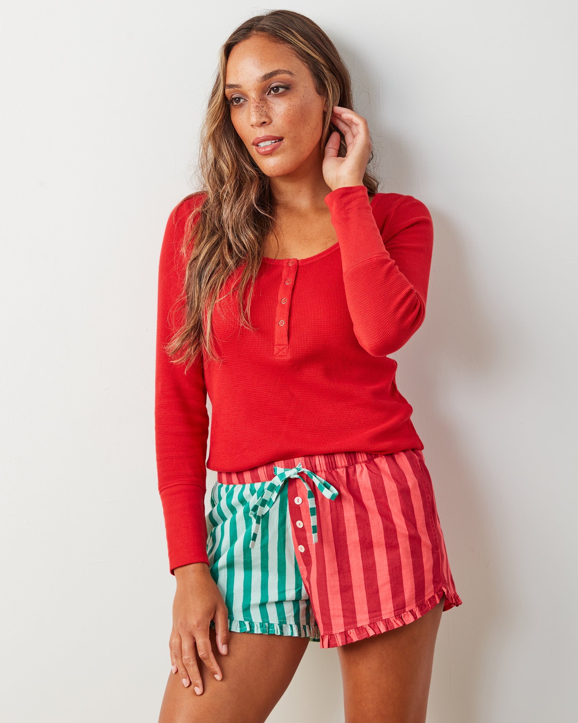 Holiday Stripes - Ruffle Short - Spearmint & Peppermint - Printfresh