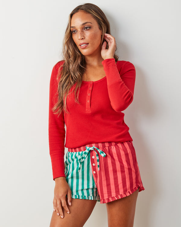 Holiday Stripes - Ruffle Short - Spearmint & Peppermint - Printfresh