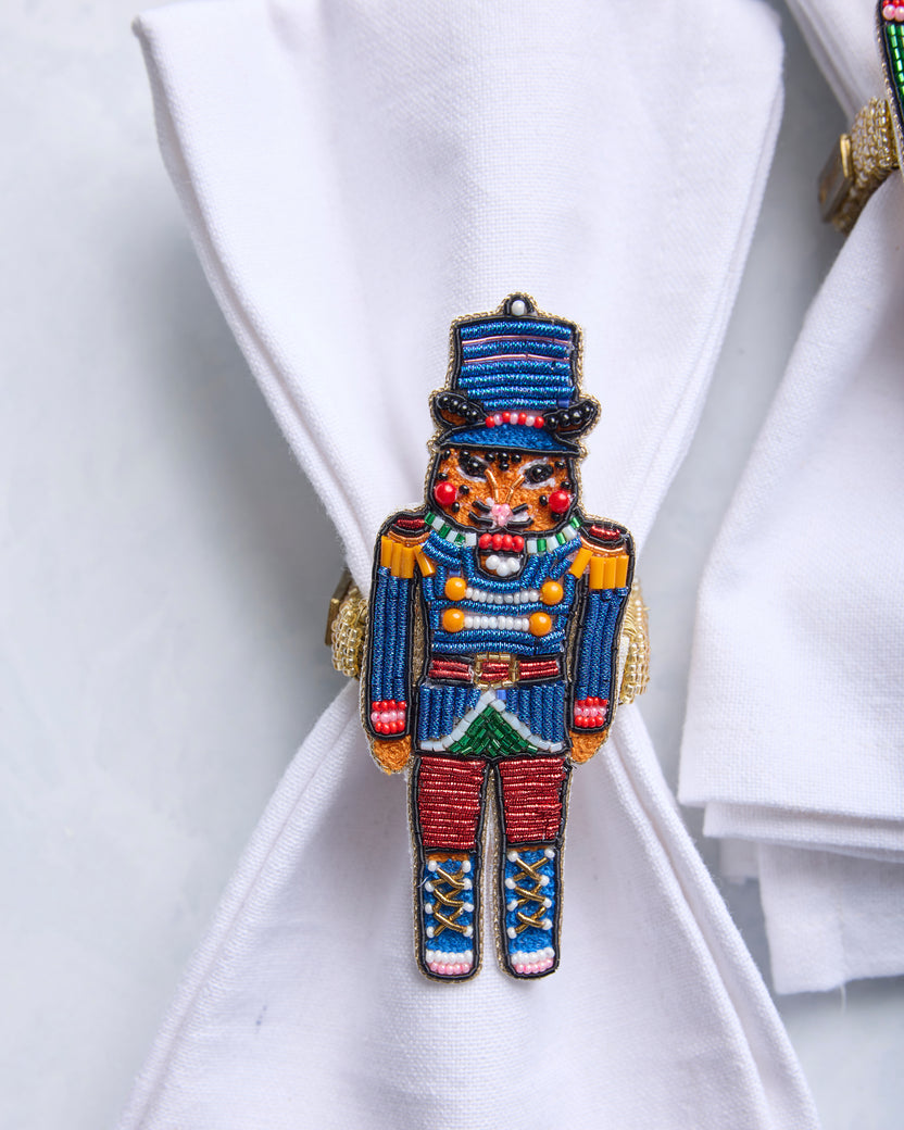 Bagheera Nutcracker - Napkin Ring Set Of 2 - Blue Multi - Printfresh