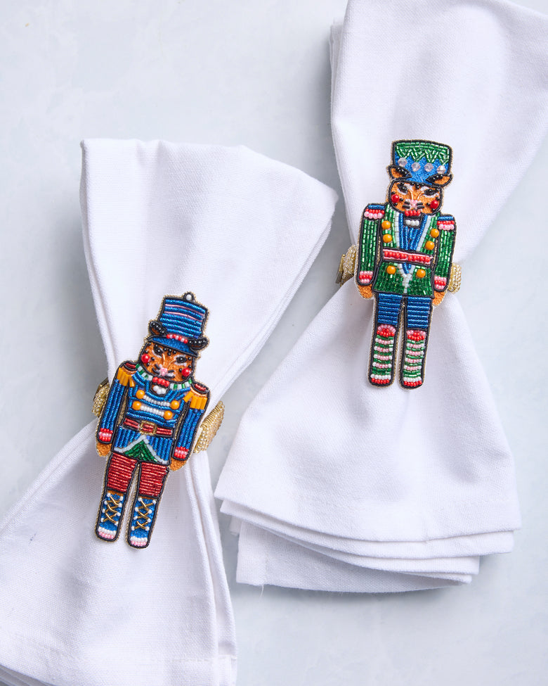 Bagheera Nutcracker - Napkin Ring Set Of 2 - Blue Multi - Printfresh