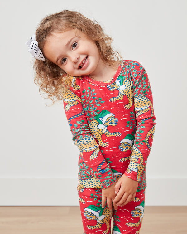 Holly Jolly Bagheera - Kids PJ Set - Ruby - Printfresh