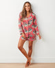 Holly Jolly Bagheera - Flannel Long Sleeve Top & Shorts Set - Ruby - Printfresh