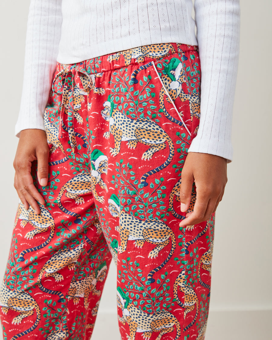 Holly Jolly Bagheera - Lightweight Flannel PJ Pants - Ruby - Printfresh