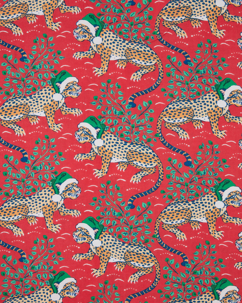 Holly Jolly Bagheera - Lightweight Flannel Daylight Nightgown - Ruby - Printfresh