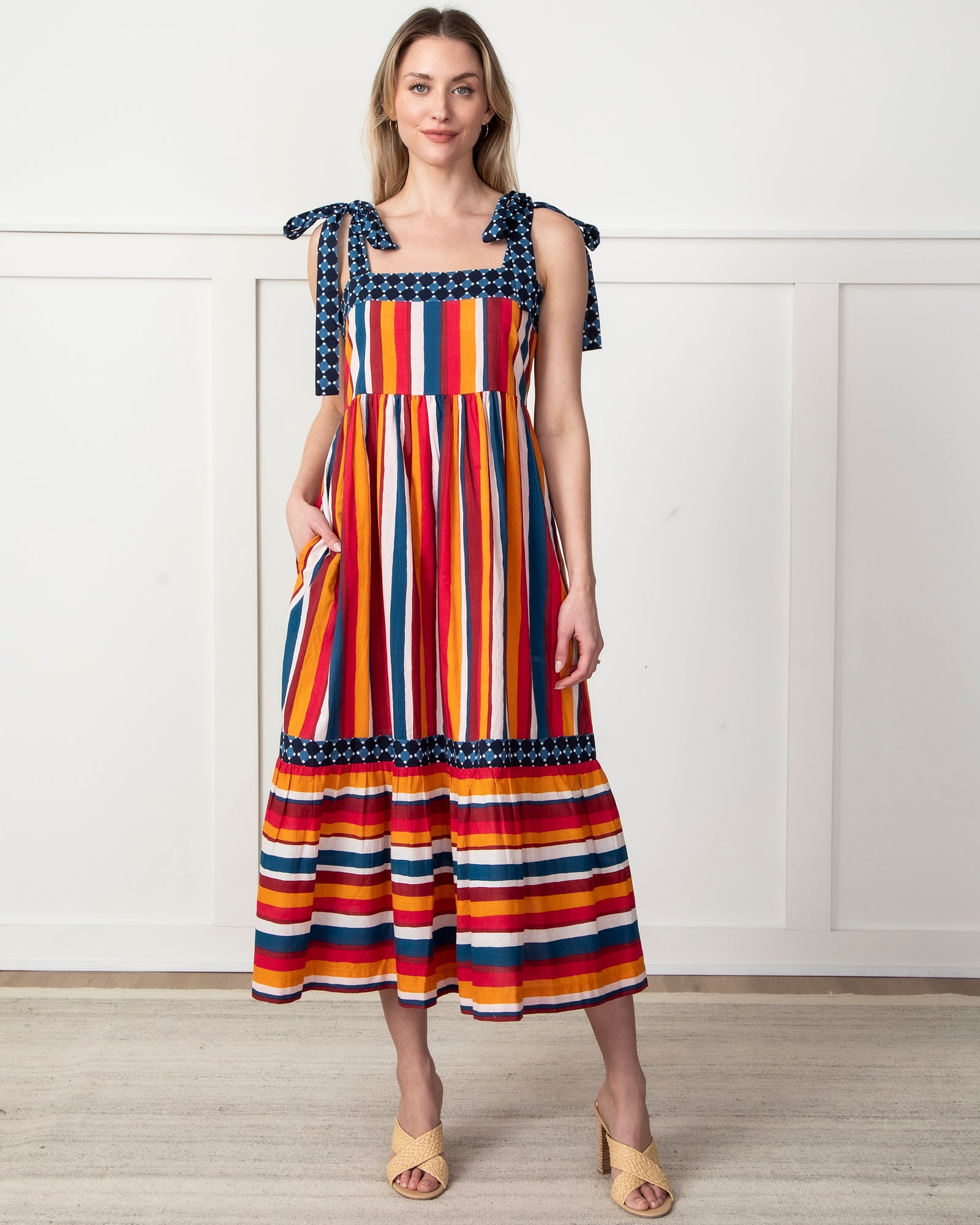 In Season Stripes - Way Around Dress - Garnet Glow - Printfresh