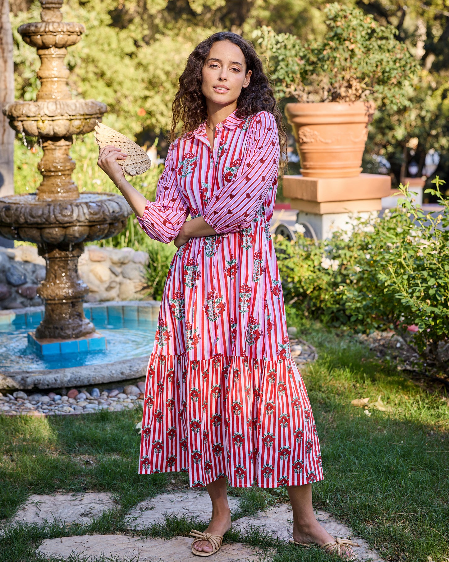 Carnation Stripes - Maison Dress - Scarlet Petal - Printfresh