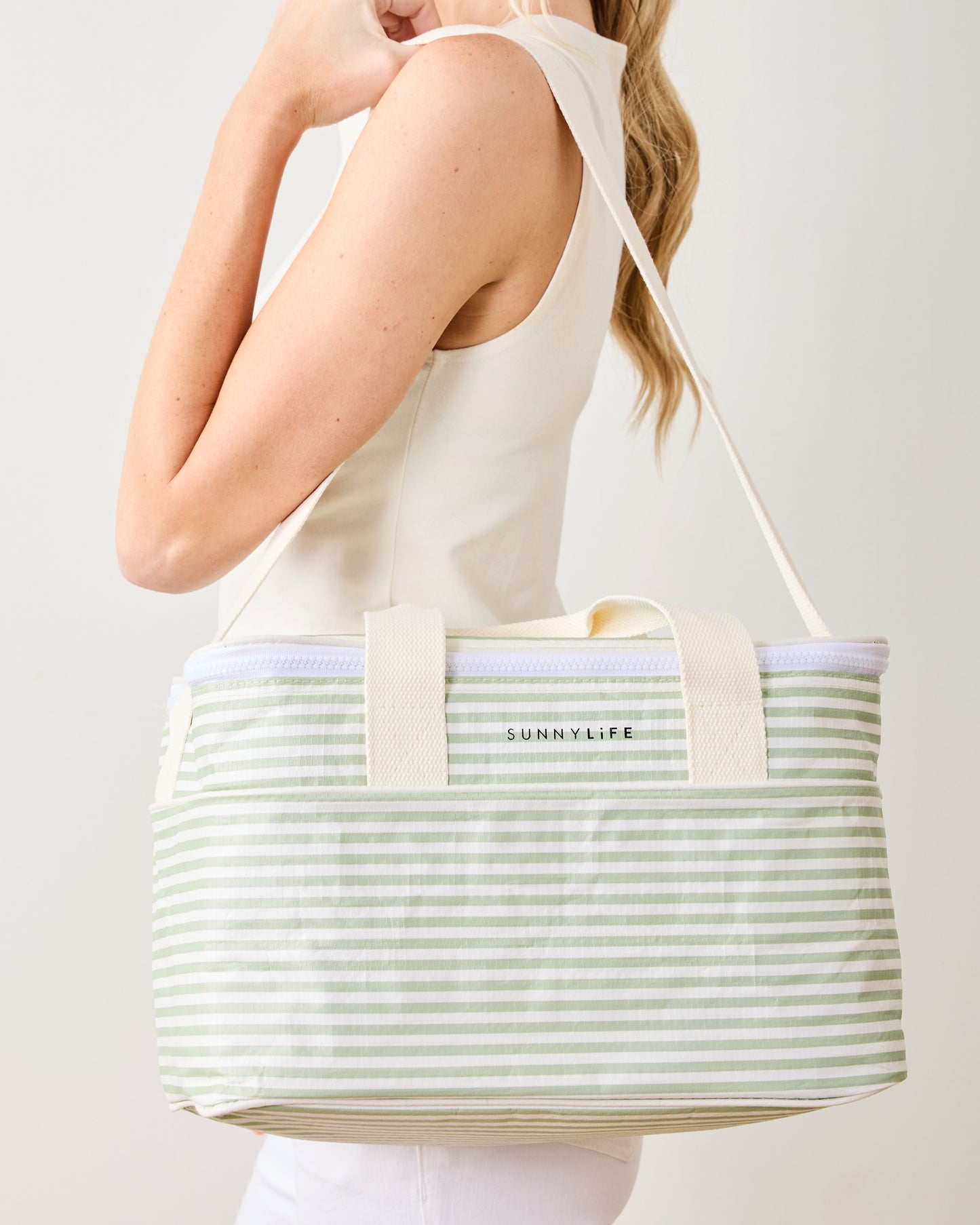 Sage Stripe - Light Cooler Bag La Palma - Sunnylife - Printfresh