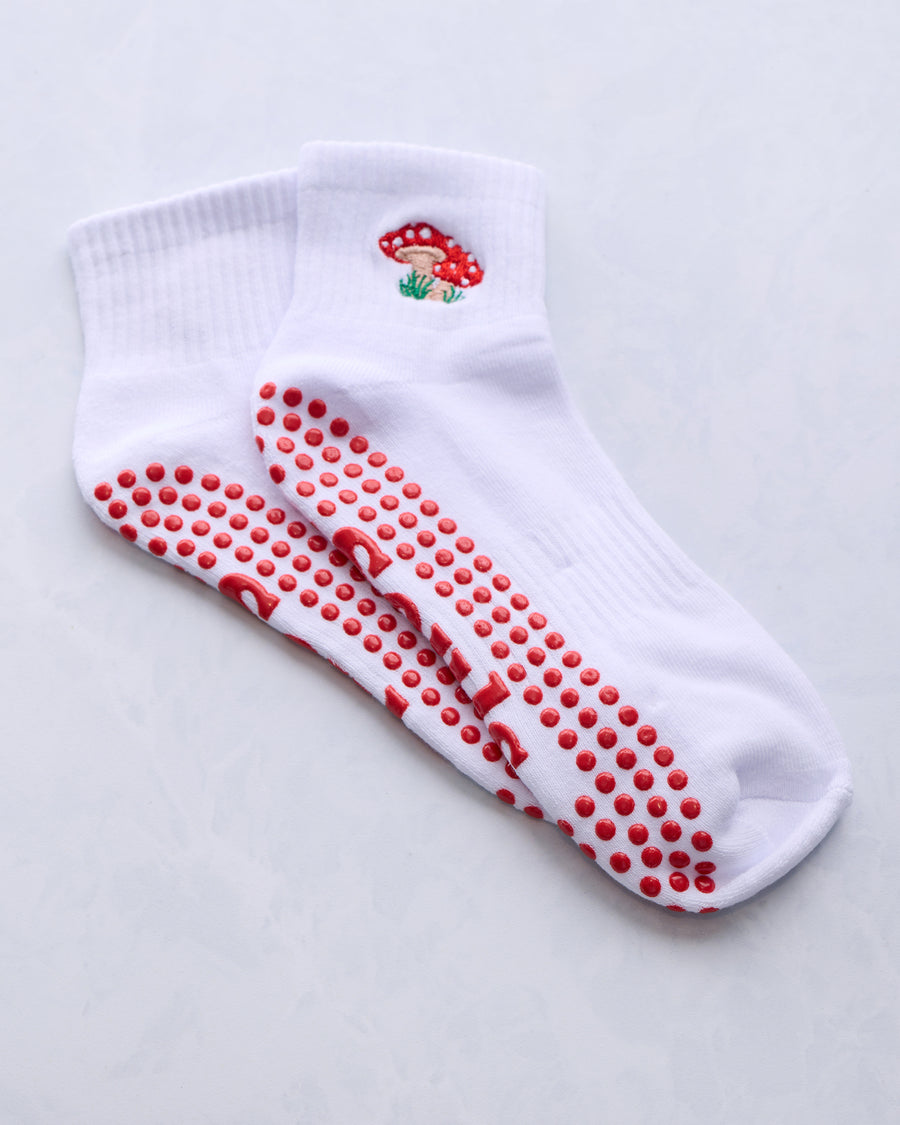 Shrooms - Unisex Grip Socks - White - Printfresh