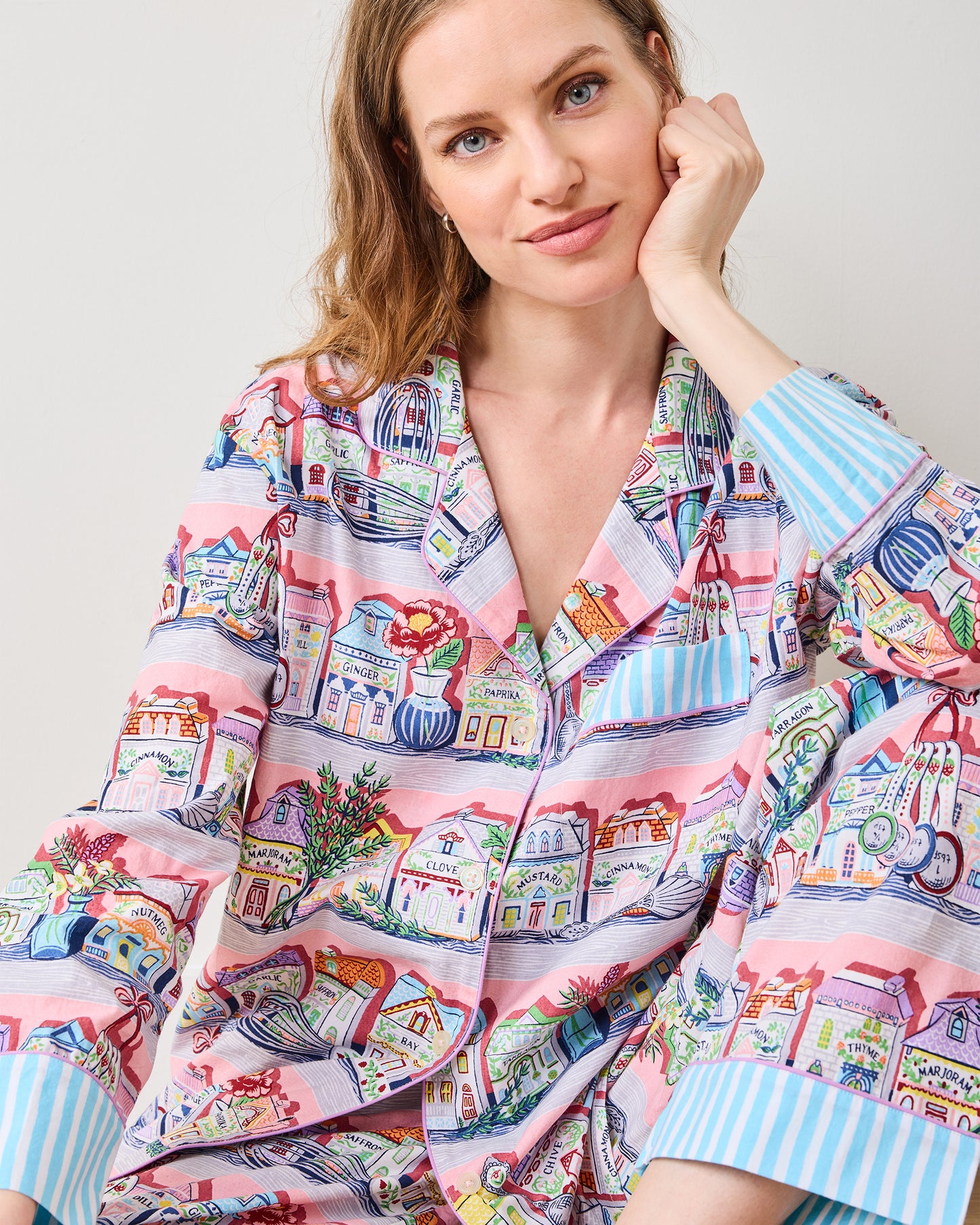 Lenox Spice Village™ x PF - Long PJ Set - Kitchen Pink - Printfresh