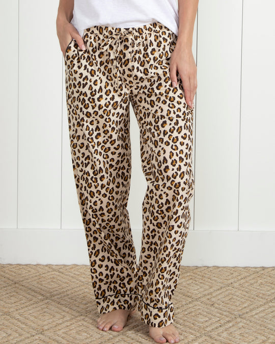 Lounging Leopard - Petite Pajama Pants - Latte - Printfresh
