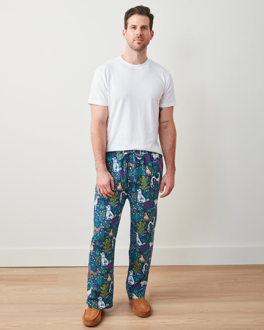 Must Love Dogs - Men's Lightweight Flannel PJ Pants - Indigo - Printfresh