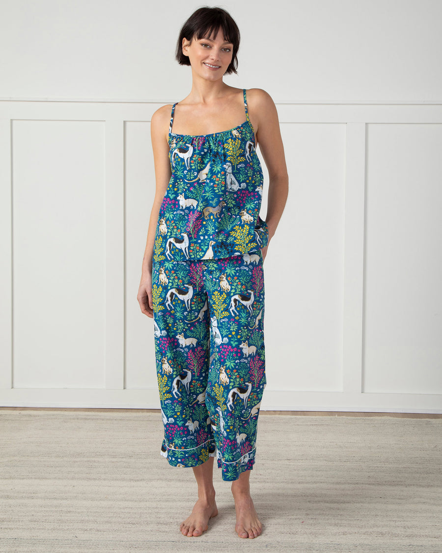 Must Love Dogs - Cami Cropped Pants Set - Indigo - Printfresh