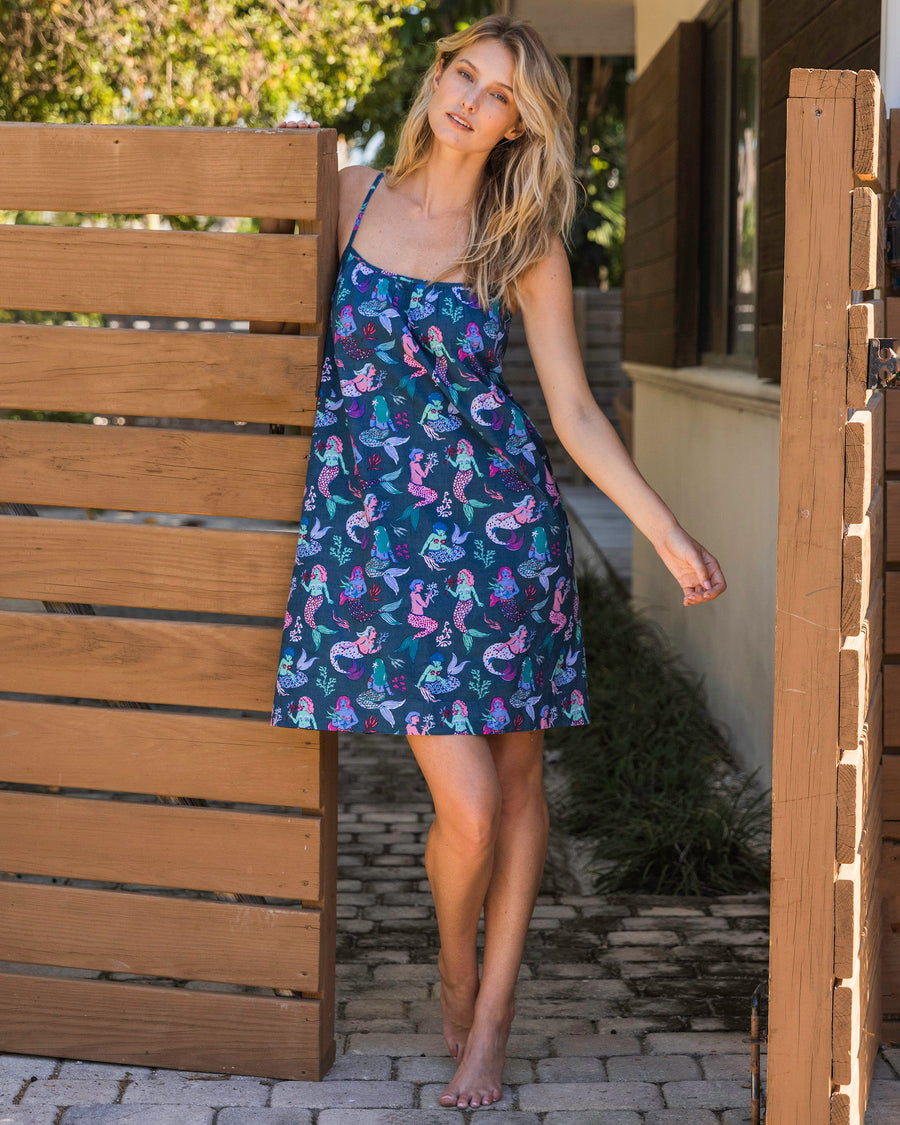 Mythical Mermaids - Cami Nightgown - Shoreline Blue - Printfresh