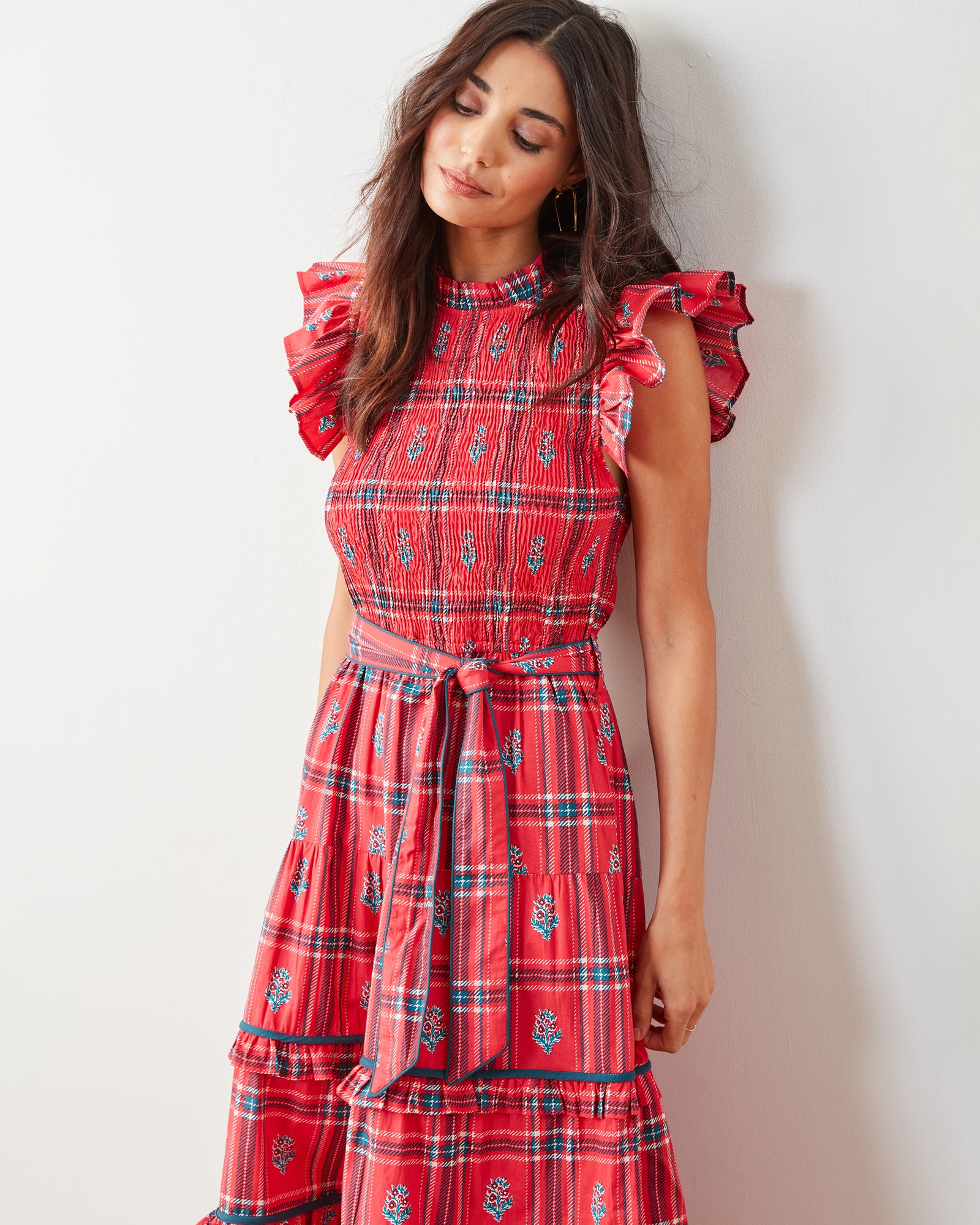 Nostalgia Plaid - Ready to Ruffle Dress - Joyful Red - Printfresh