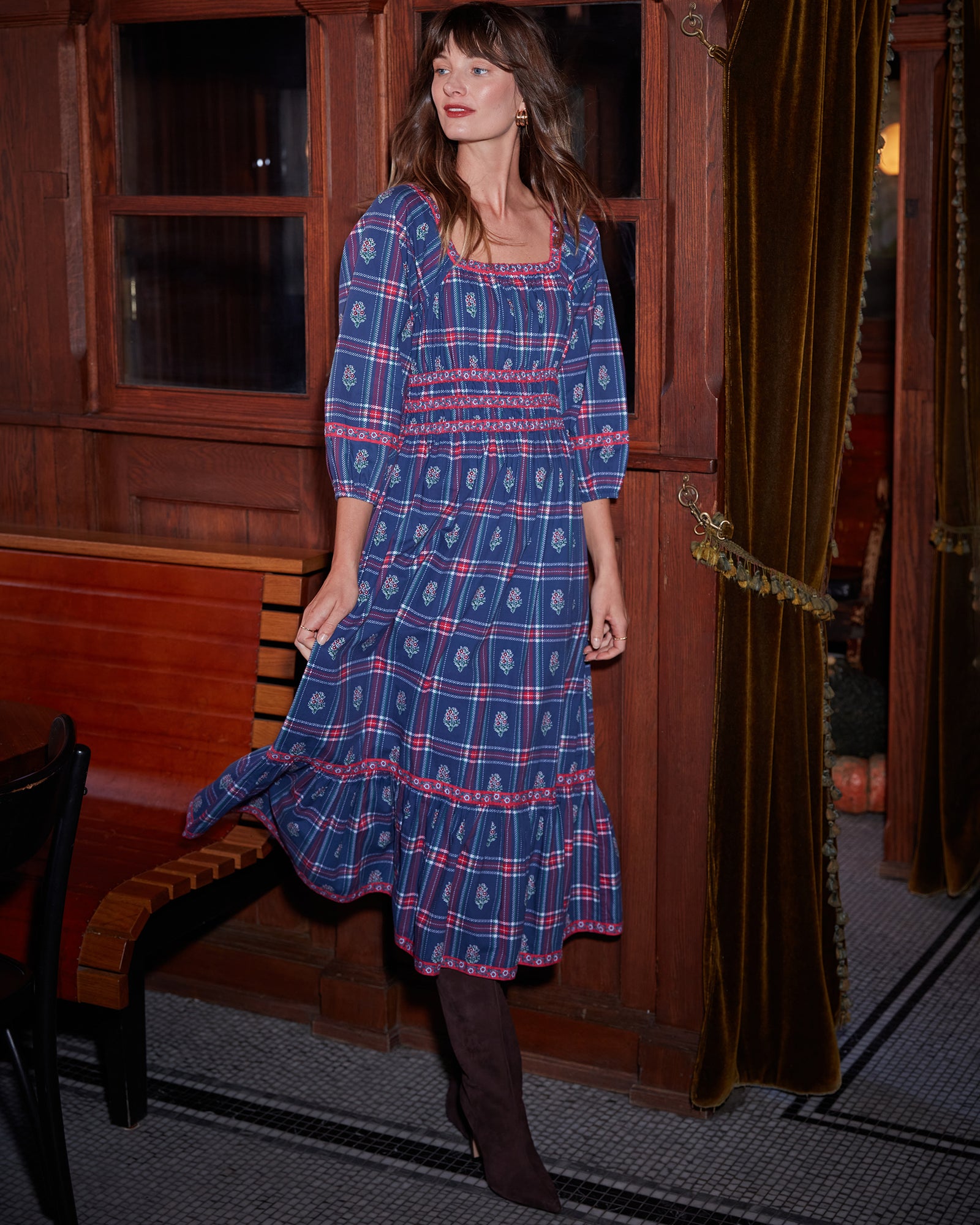 Nostalgia Plaid - Stroll Around Dress - Navy - Printfresh