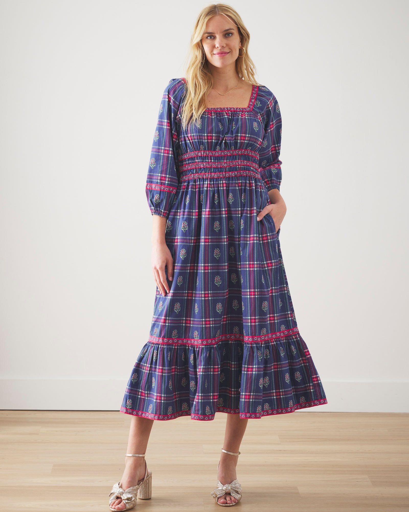 Nostalgia Plaid - Stroll Around Dress - Navy - Printfresh