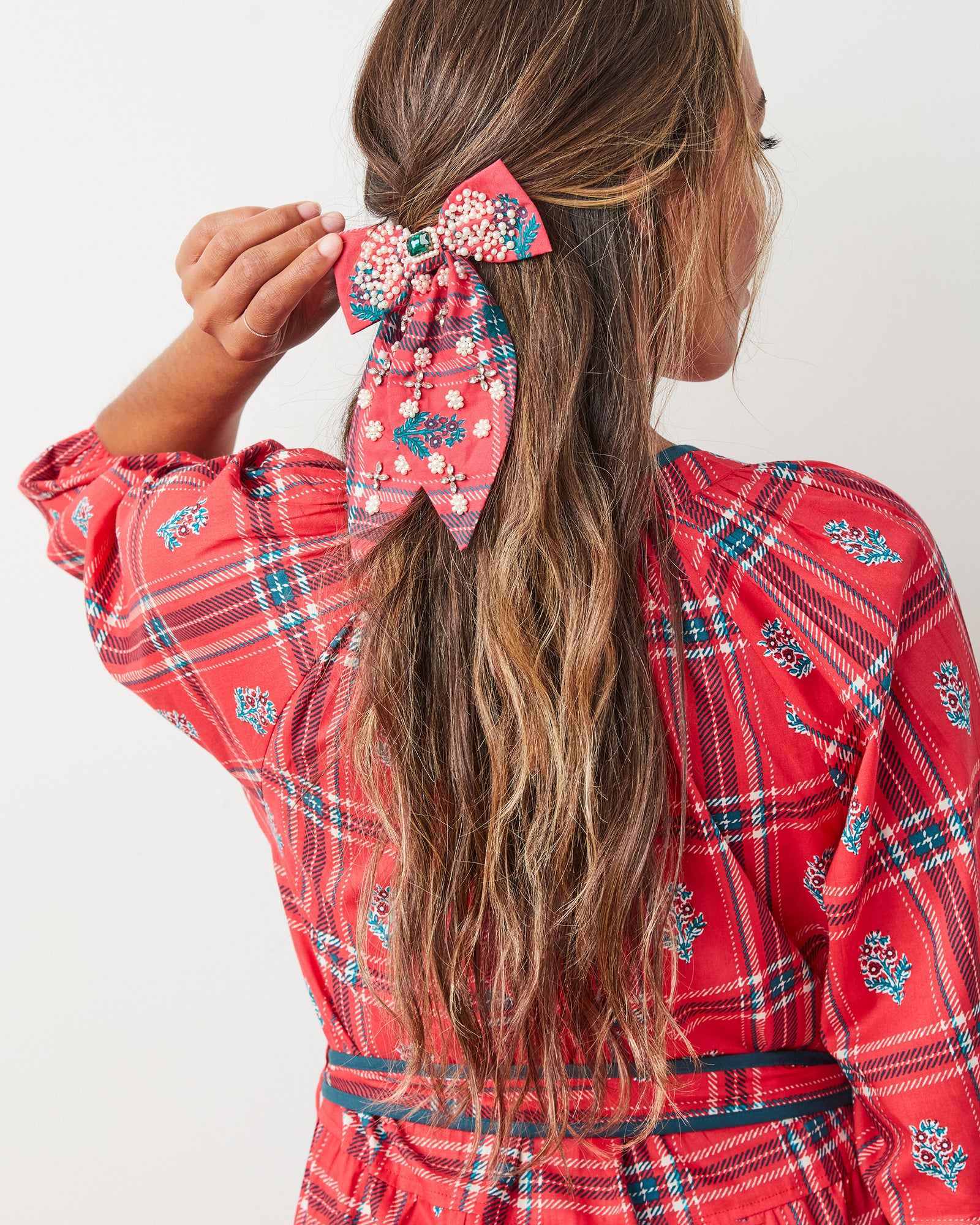 Nostalgia Plaid - Embellished Bow - Joyful Red - Printfresh