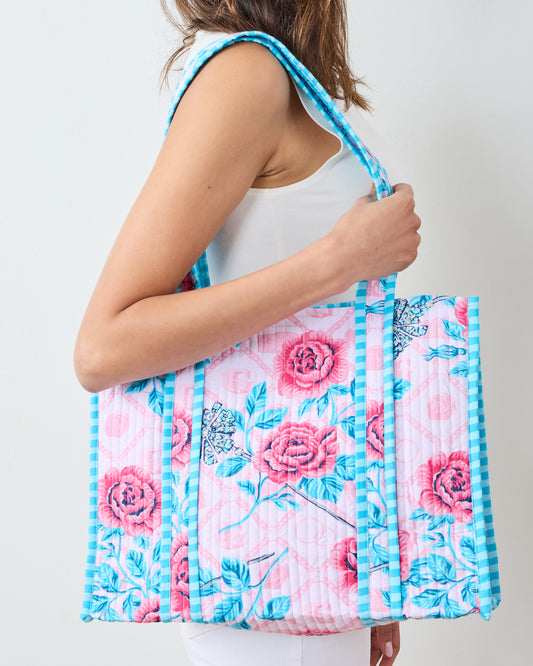 Glinda's Garden - Petite Traveler Tote - Popular Pink - Printfresh