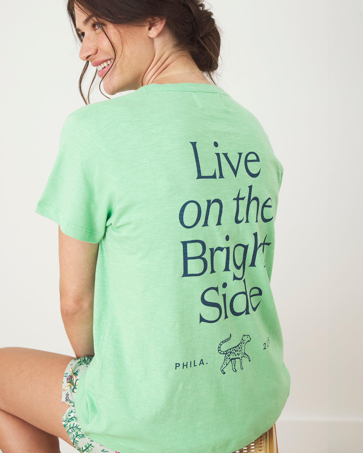 Oversized Graphic Tee - Live On The Bright Side - Avocado - Printfresh