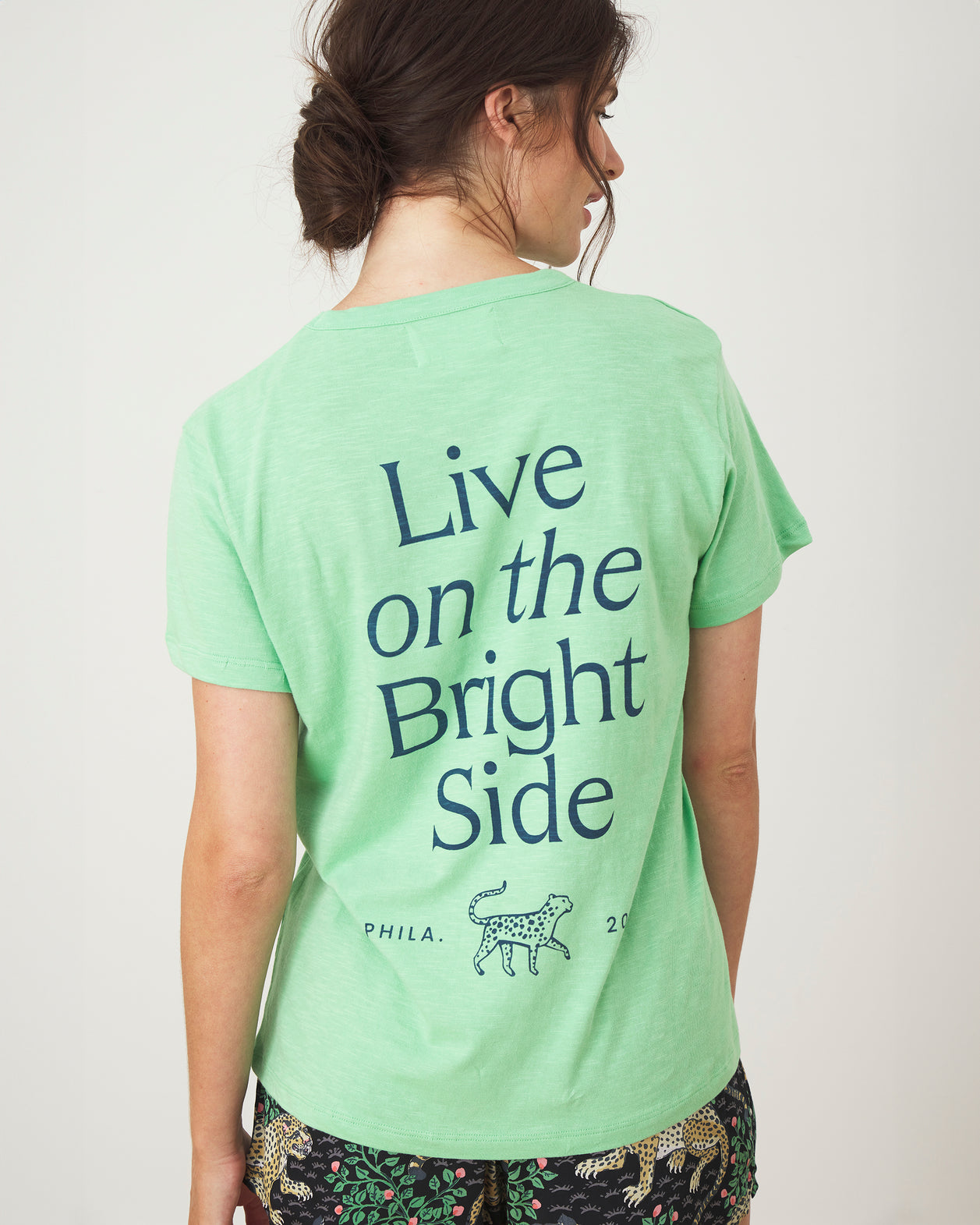 Oversized Graphic Tee - Live On The Bright Side - Avocado - Printfresh